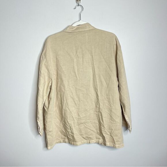 Sandrine Rose x Free People Distressed cotton Linen blend Coat jacket small flaw - Picture 9 of 10